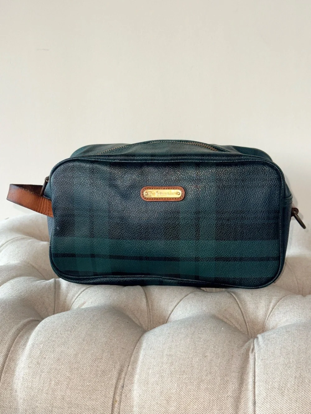 Polo Ralph Lauren Vintage Blackwatch Plaid Toiletry Bag / Dopp Kit